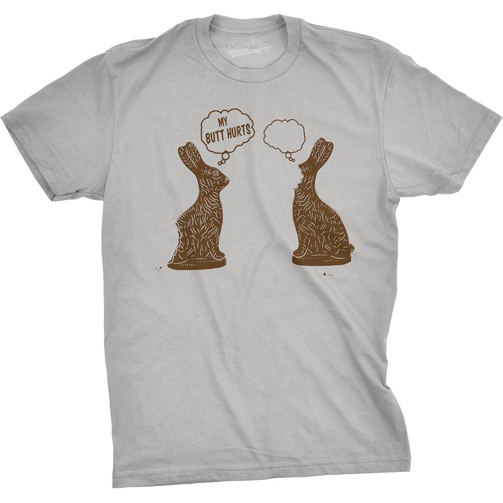 imageMens Faceless Chocolate Bunny Funny Half Eaten Easter Gift Adult Gift T ShirtLight Heather Grey