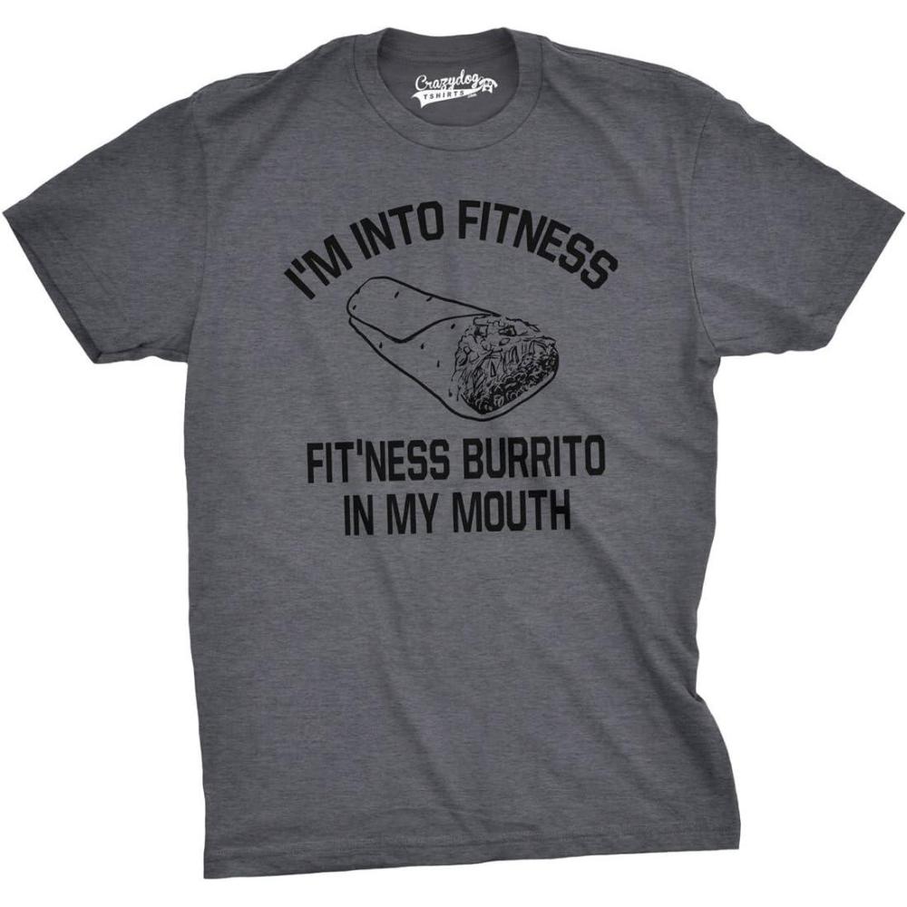 imageMens Fitness Burrito Funny Gym T Shirt Sarcasm Hilarious Workout Novelty TeesDark Heather Grey
