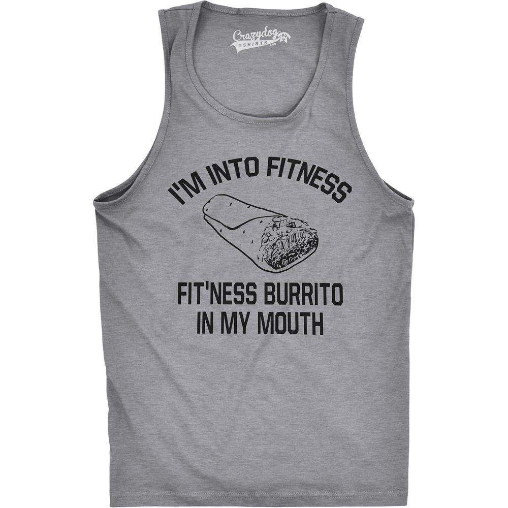 imageMens Fitness Burrito Funny Gym T Shirt Sarcasm Hilarious Workout Novelty TeesLight Heather Grey Tank