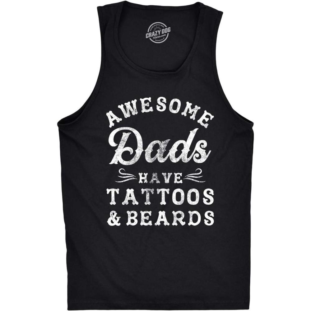 imageMens Fitness Tank Awesome Dads Have Tattoos and Beards Tanktop Funny Fathers Day ShirtBlack