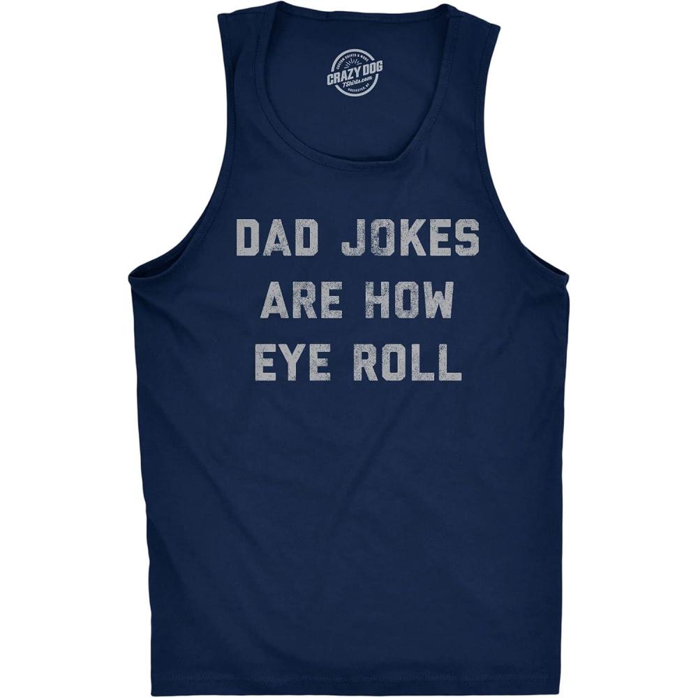 imageMens Fitness Tank Dad Jokes are How Eye Roll Tanktop Funny Fathers Day Graphic Novelty Hilarious ShirtNavy