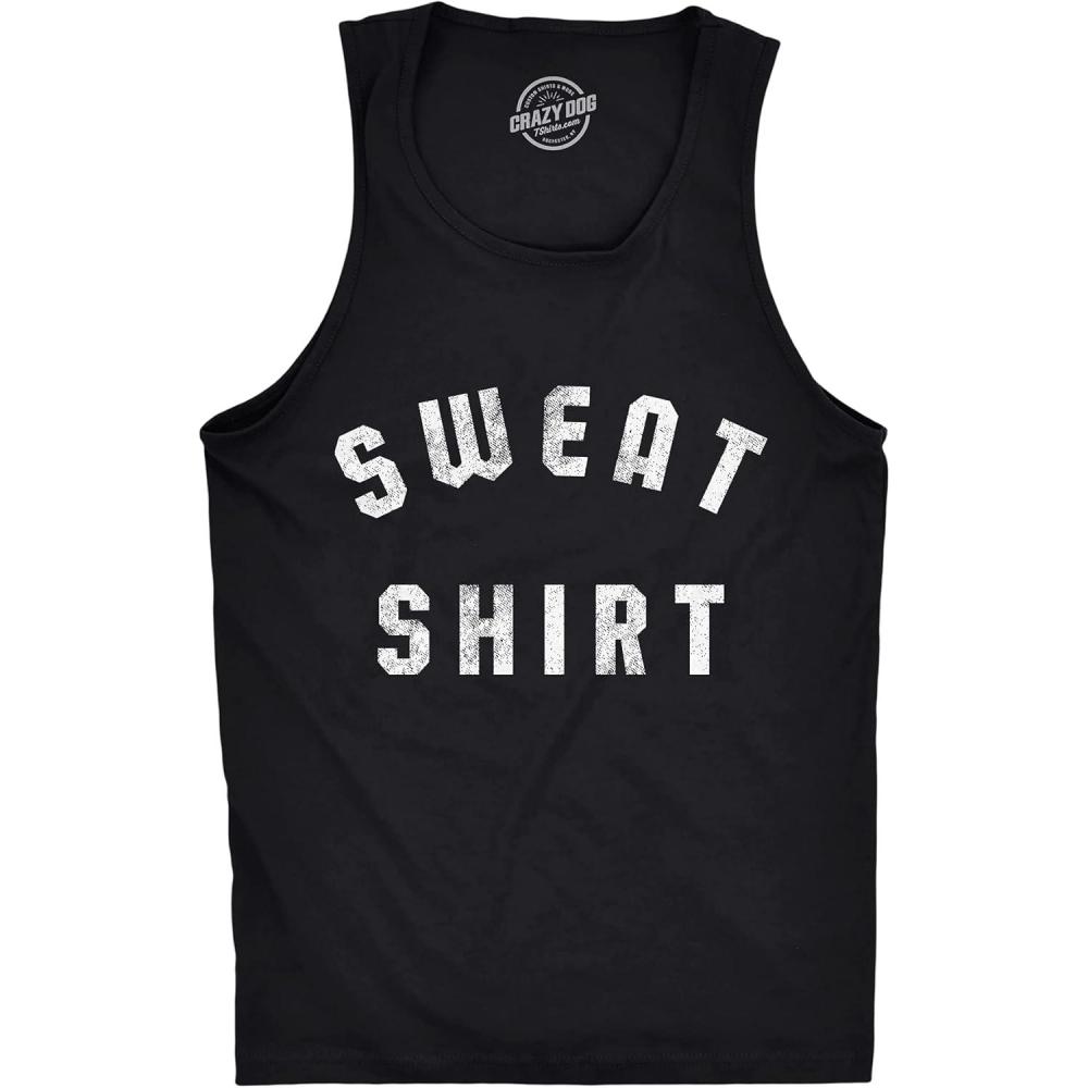 imageMens Fitness Tank Sweat Shirt Tanktop Funny Workout Gym Graphic ShirtBlack