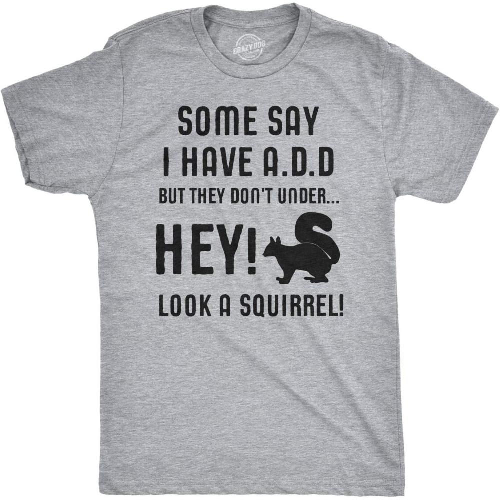 imageMens Funny Animal Shirts Crazy Polar Bear Goat Flip Squirrel Hunter and Crow Animal Graphic TeesLight Heather Grey Add Squirrel