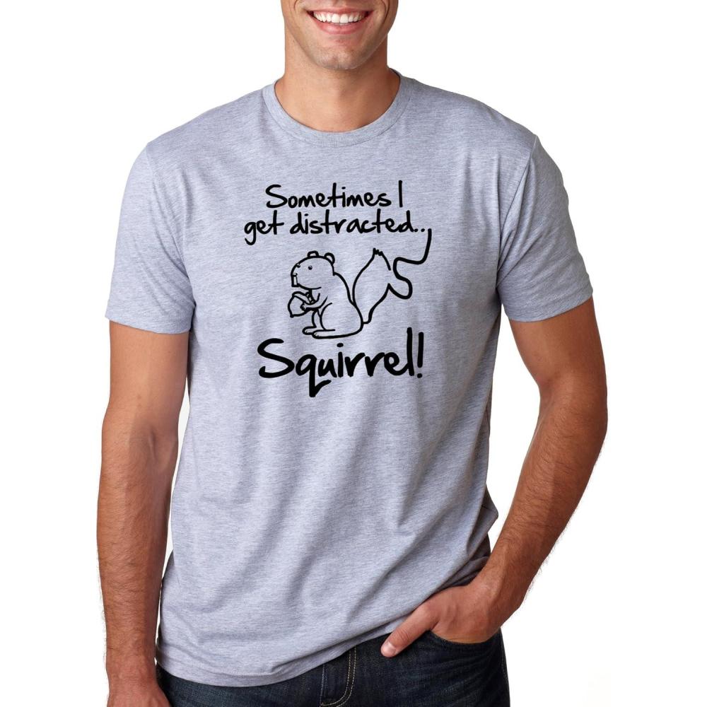 imageMens Funny Animal Shirts Crazy Polar Bear Goat Flip Squirrel Hunter and Crow Animal Graphic TeesLight Heather Grey Distracted Squirrel
