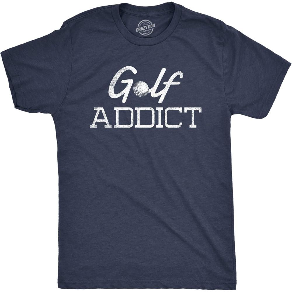imageMens Funny Golfing T Shirts with Sarcastic Sayings Novelty Golf Tees for GuysHeather Navy Golf Addict