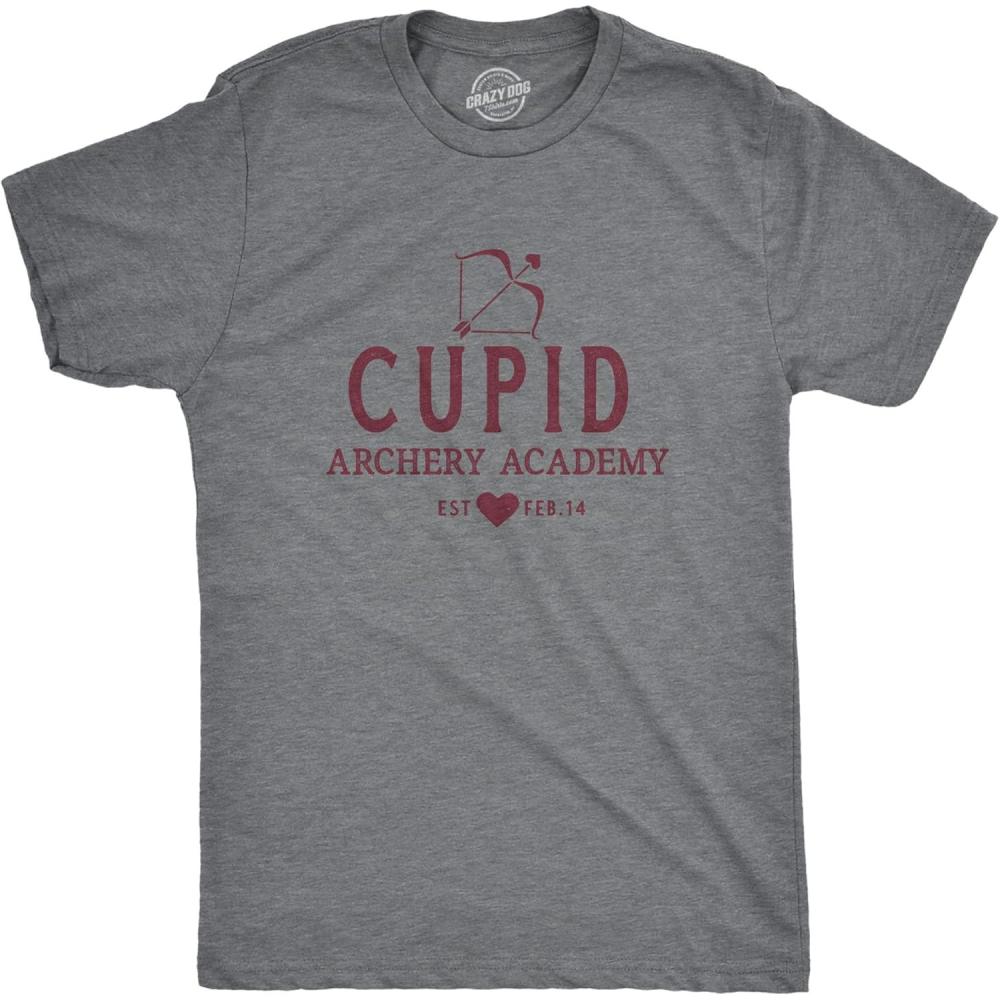 imageMens Funny Valentines Day T Shirts Sarcastic Valentines Day T Shirts for MenDark Heather Grey Archery