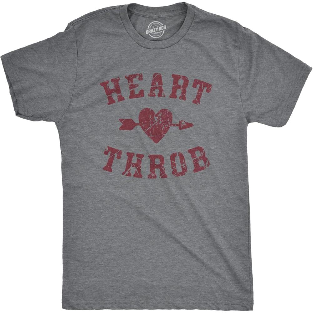 imageMens Funny Valentines Day T Shirts Sarcastic Valentines Day T Shirts for MenDark Heather Grey Heart Throb