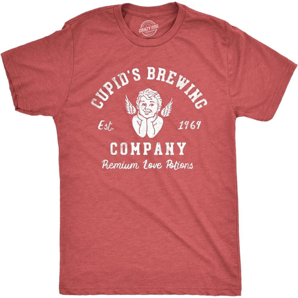 imageMens Funny Valentines Day T Shirts Sarcastic Valentines Day T Shirts for MenHeather Red Cupid Brewing