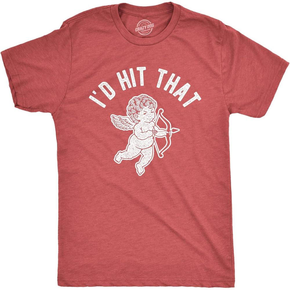 imageMens Funny Valentines Day T Shirts Sarcastic Valentines Day T Shirts for MenHeather Red Id Hit That