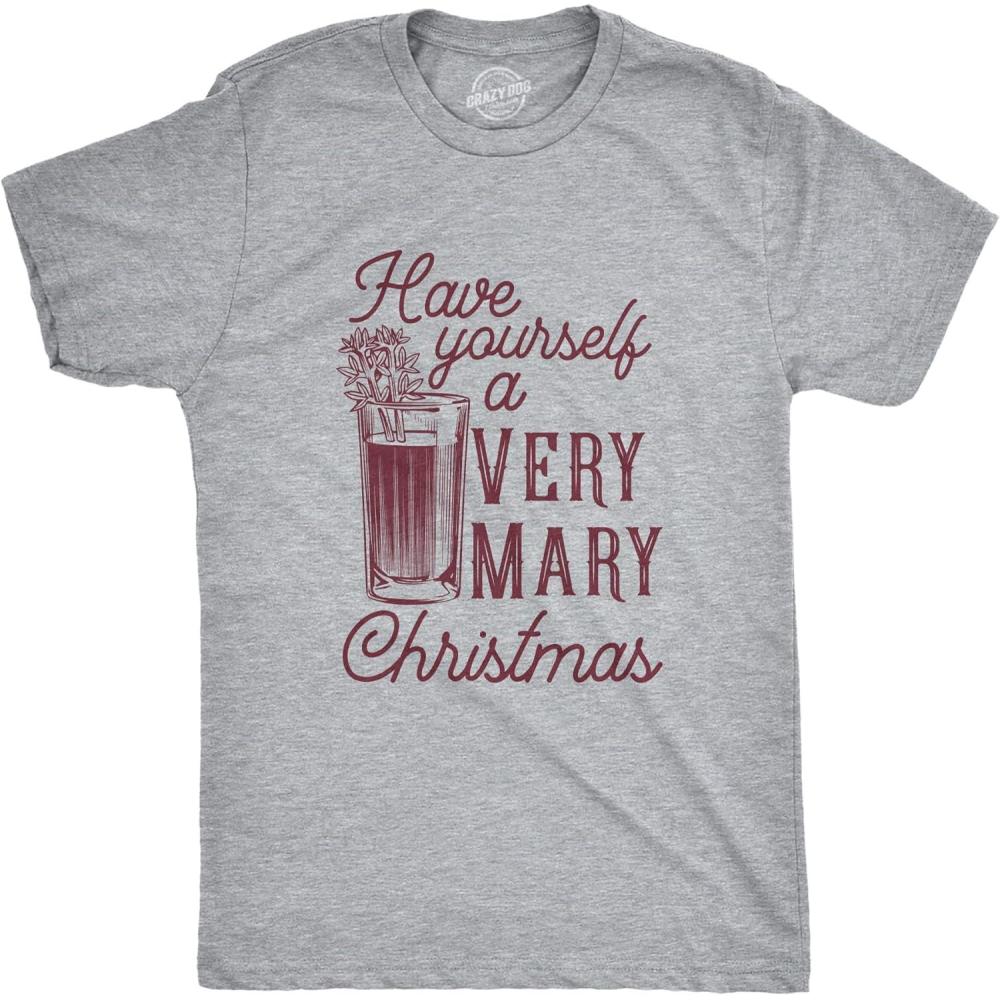 imageMens Have Yourself A Very Mary Christmas T Shirt Funny Xmas Bloody Mary Drinking Tee for GuysLight Heather Grey  Mary