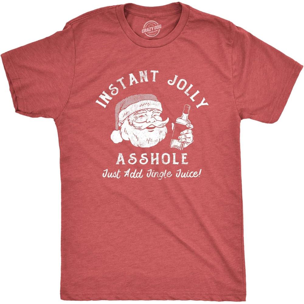 imageMens Instant Jolly Asshole Just Add Jingle Juice T Shirt Funny Xmas Drinking Santa Tee for GuysHeather Red Jolly