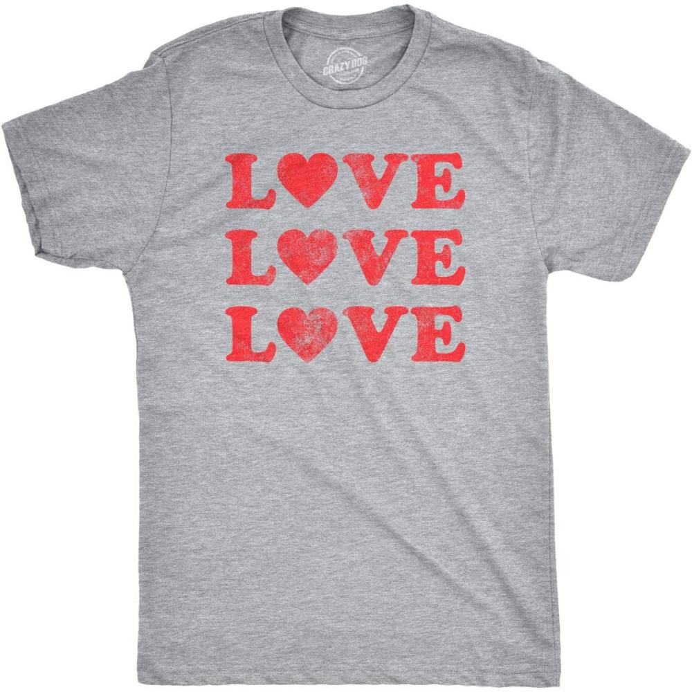 imageMens Love Love Love Hearts T Shirt Cute Valentines Day Tee