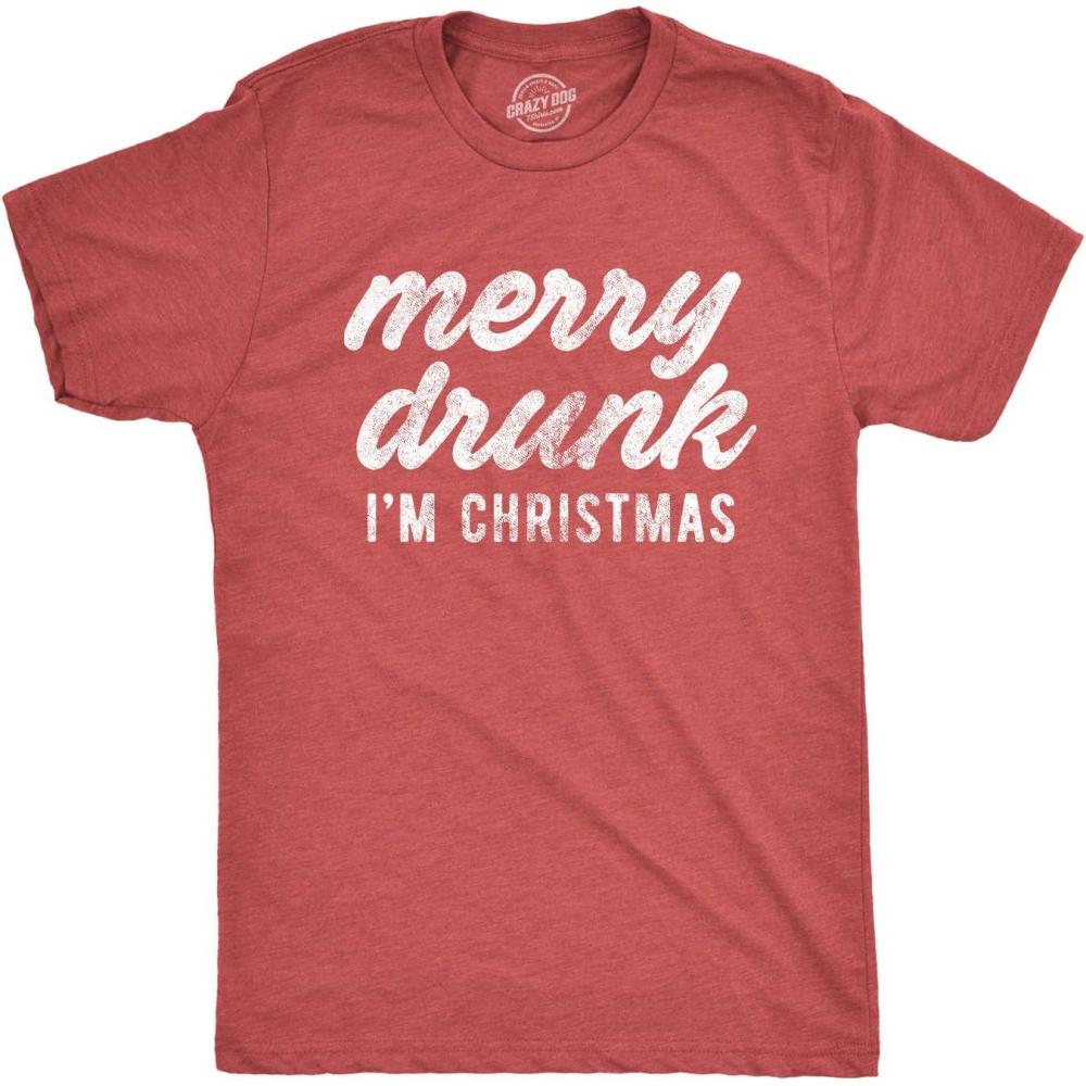 imageMens Merry Drunk Im Christmas T Shirt Funny Holiday Season Xmas Graphic Novelty TeeHeather Red