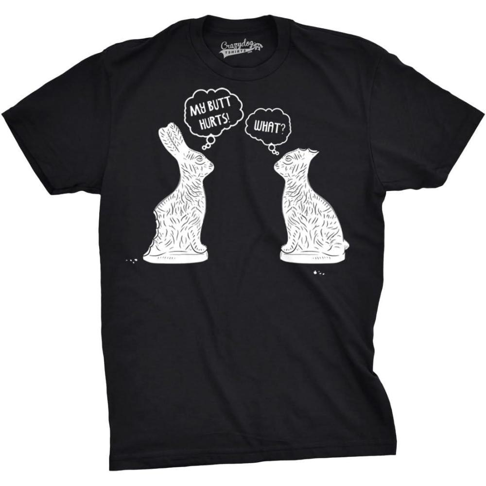 imageMens My Butt Hurts T Shirt Funny Easter Egg Chocolate Bunny Sarcastic Gift TeeBlack