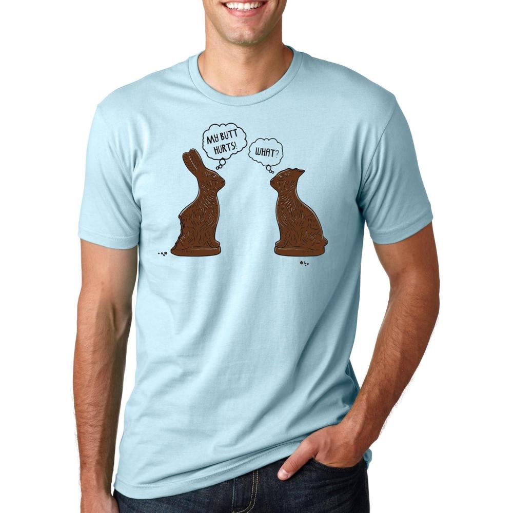 imageMens My Butt Hurts T Shirt Funny Easter Egg Chocolate Bunny Sarcastic Gift TeeHeather Light Blue