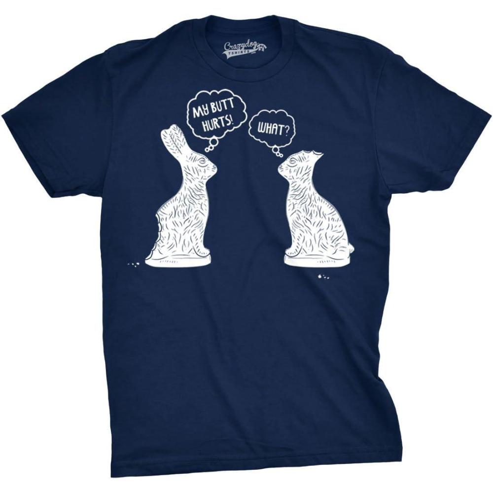 imageMens My Butt Hurts T Shirt Funny Easter Egg Chocolate Bunny Sarcastic Gift TeeNavy
