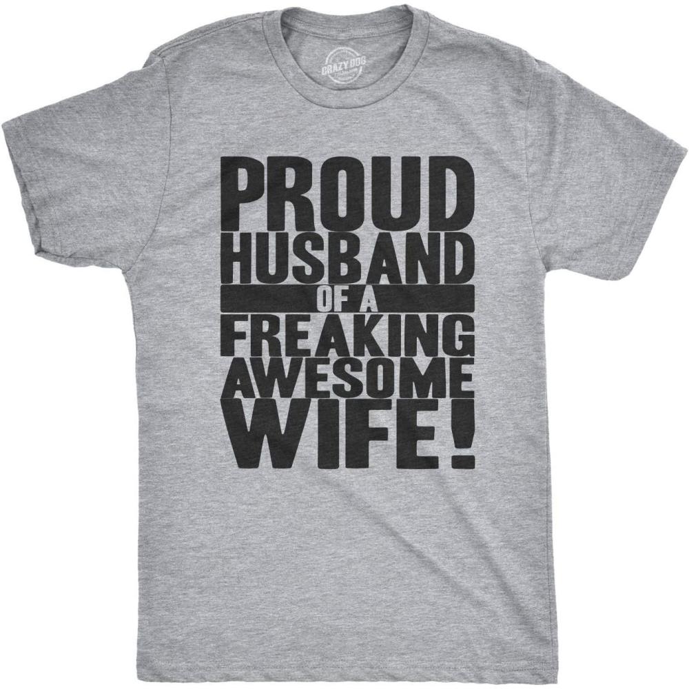 imageMens Proud Husband of a Freaking Awesome Wife Funny Married T ShirtLight Heather Grey