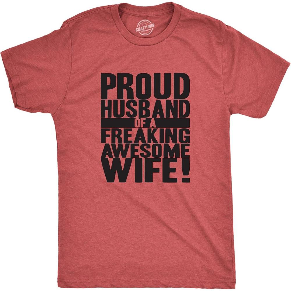 imageMens Proud Husband of a Freaking Awesome Wife Funny Married T ShirtRed