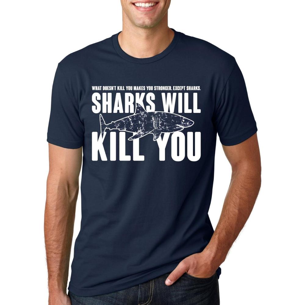 imageMens Sharks Will Kill You Funny T Shirt Sarcasm Novelty Offensive Tee for GuysHeather Navy