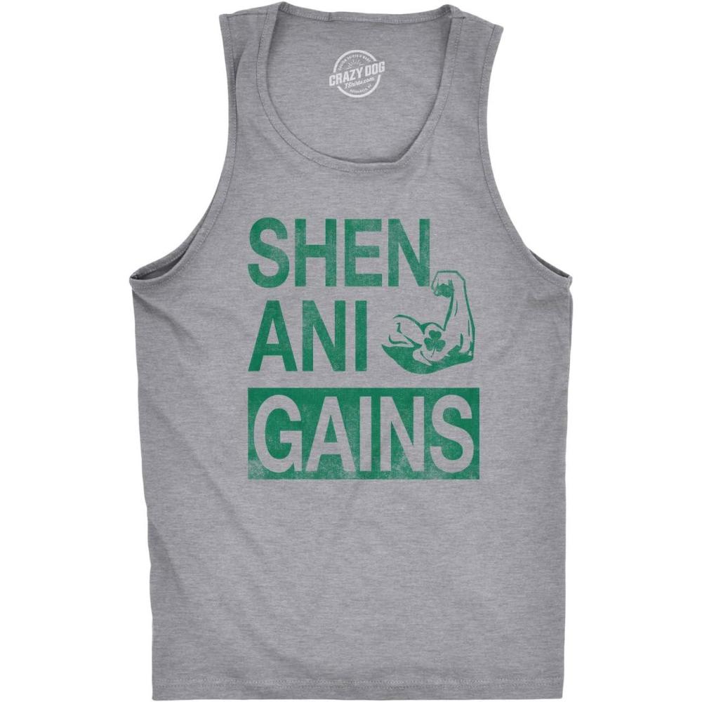 imageMens ShenaniGains Funny Workout Saint Patricks Day T Shirt St Patty ShamrockGreen