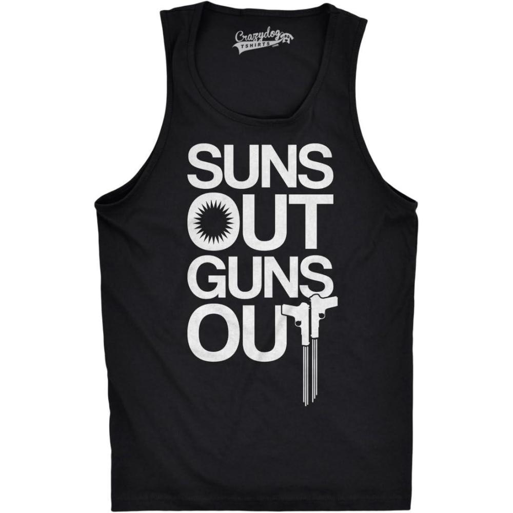 imageMens Suns Out Guns Out Tank Funny Workout Tanks Hilarious Gym ShirtBlack