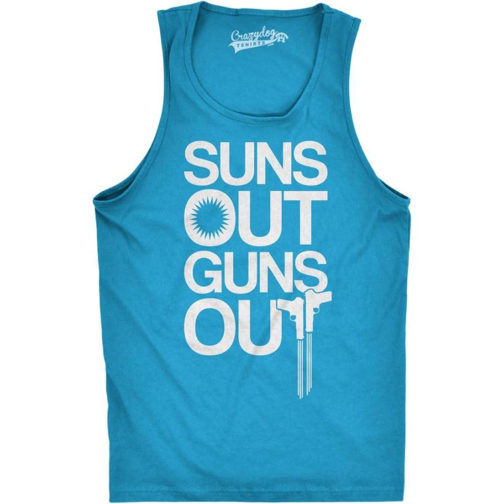 imageMens Suns Out Guns Out Tank Funny Workout Tanks Hilarious Gym ShirtTurquoise