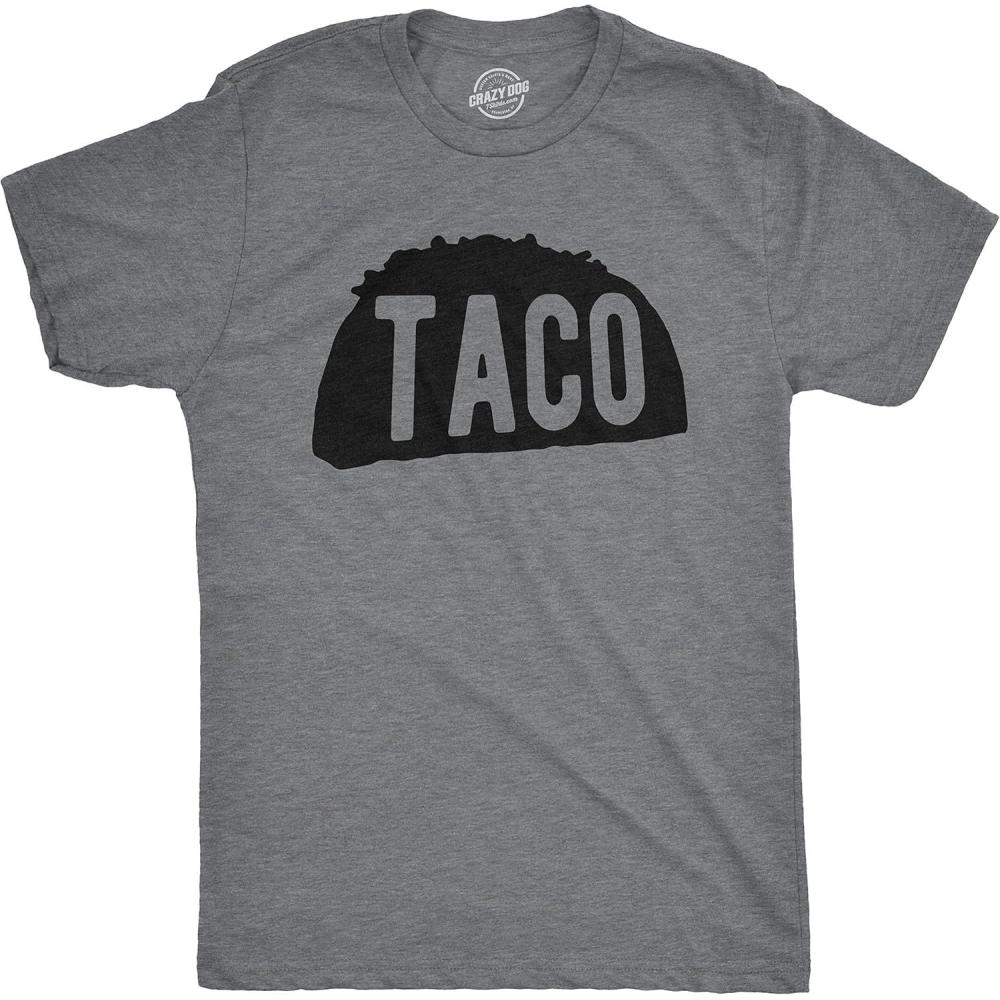 imageMens Taco T Shirt Funny Taco Tuesday Tee for GuysDark Heather Grey