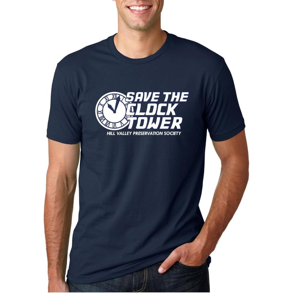 imageSave The Clock Tower T Shirt Funny Vintage Graphic 80s 90s Tee Cool SayingBlue