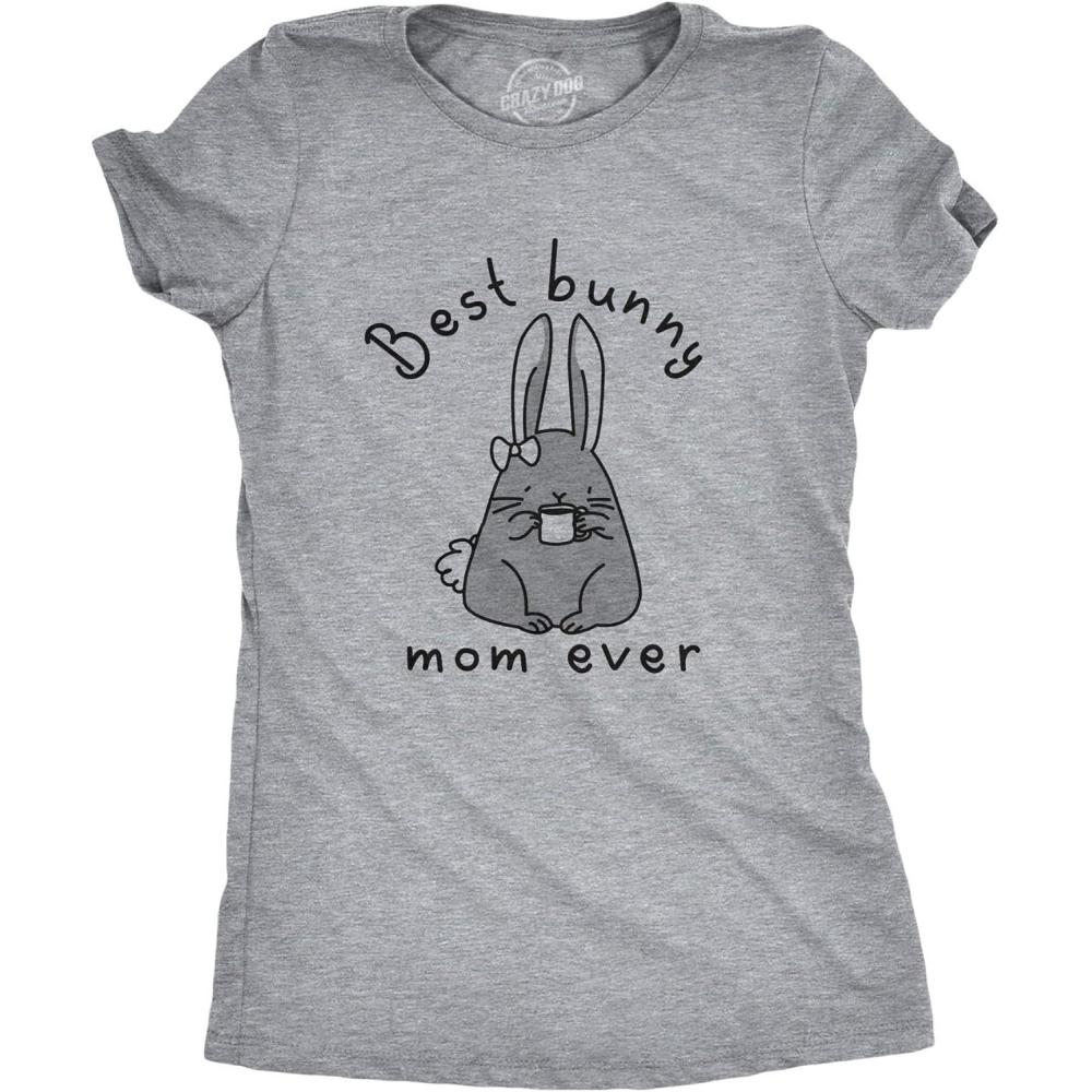 imageWomens Best Bunny Mom Ever T Shirt Funny Funny Easter Sunday Graphic Novelty TeeLight Heather Grey