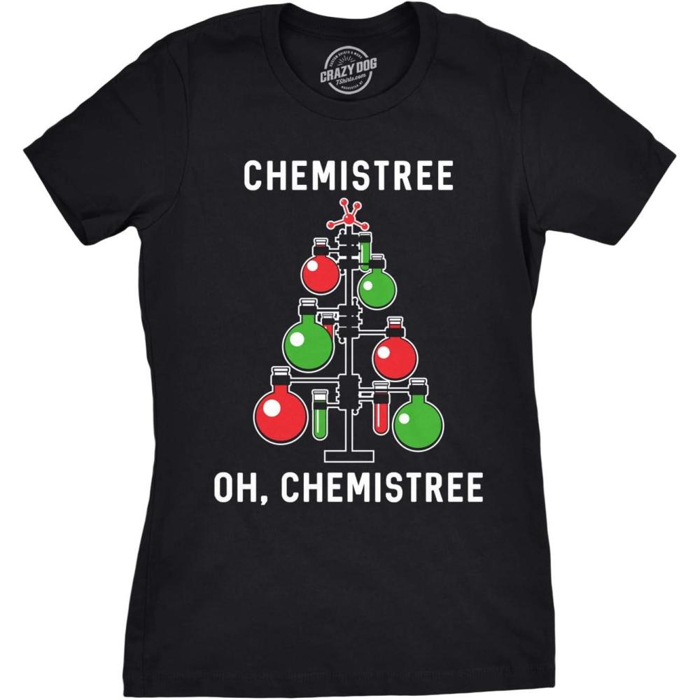 imageWomens Chemistree T Shirt Funny Sarcastic Teacher Christmas Tee Nerdy GraphicBlack