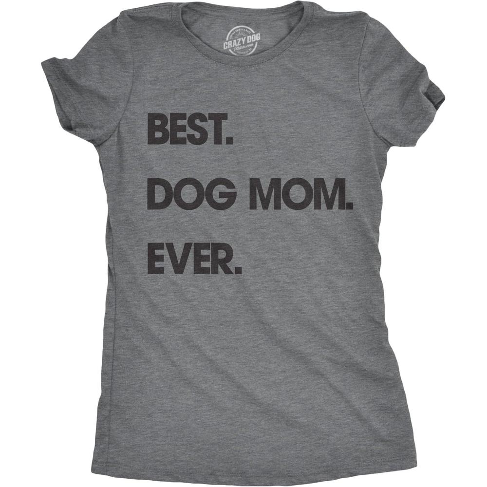 imageWomens Dog Mom and Cat Mom Funny T Shirts Cute Pet Tees for Women with Cats or DogsDark Heather Grey Best Dog Mom