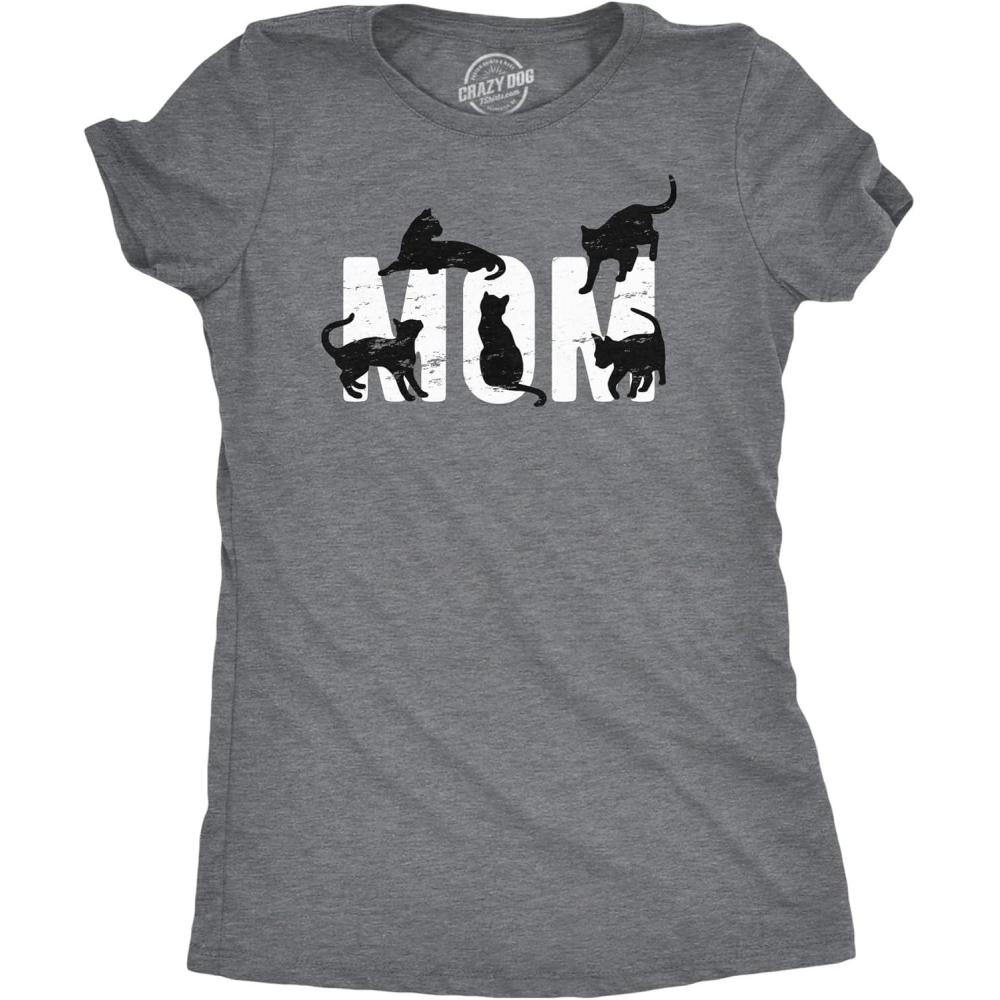 imageWomens Dog Mom and Cat Mom Funny T Shirts Cute Pet Tees for Women with Cats or DogsDark Heather Grey Cat Mom V2