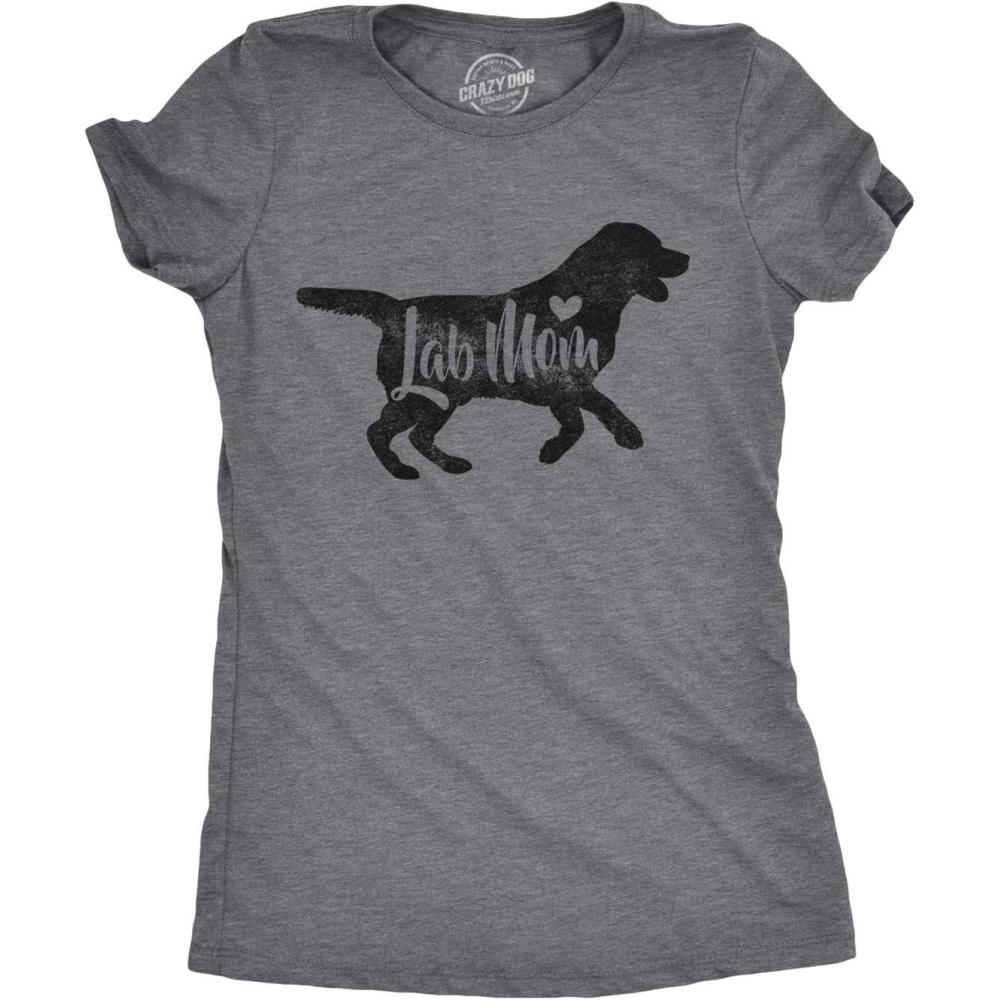 imageWomens Dog Mom and Cat Mom Funny T Shirts Cute Pet Tees for Women with Cats or DogsDark Heather Grey Lab Mom