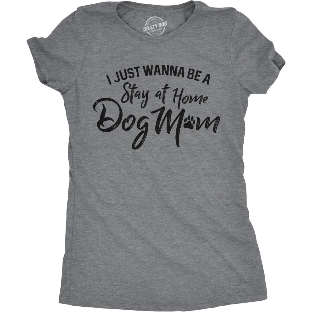 imageWomens Dog Mom and Cat Mom Funny T Shirts Cute Pet Tees for Women with Cats or DogsDark Heather Grey Sah Dog Mom