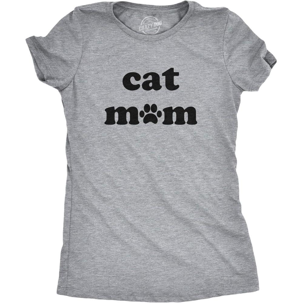 imageWomens Dog Mom and Cat Mom Funny T Shirts Cute Pet Tees for Women with Cats or DogsLight Heather Grey Cat Mom