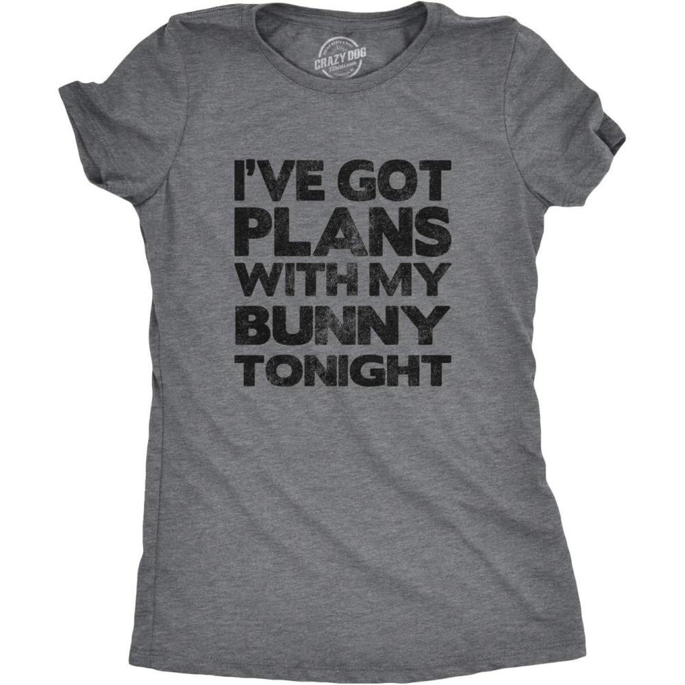 imageWomens Easter Bunny T Shirts Funny Easter Shirts for Women Cute Bunny TeesDark Heather Grey Bunny Plans
