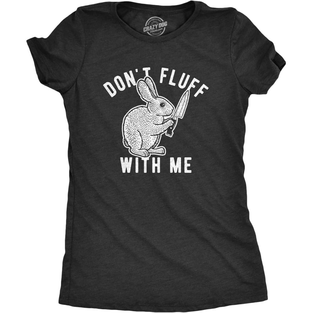 imageWomens Easter Bunny T Shirts Funny Easter Shirts for Women Cute Bunny TeesHeather Black Fluff With Me