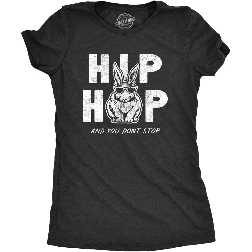 imageWomens Easter Bunny T Shirts Funny Easter Shirts for Women Cute Bunny TeesHeather Black Hip Hop