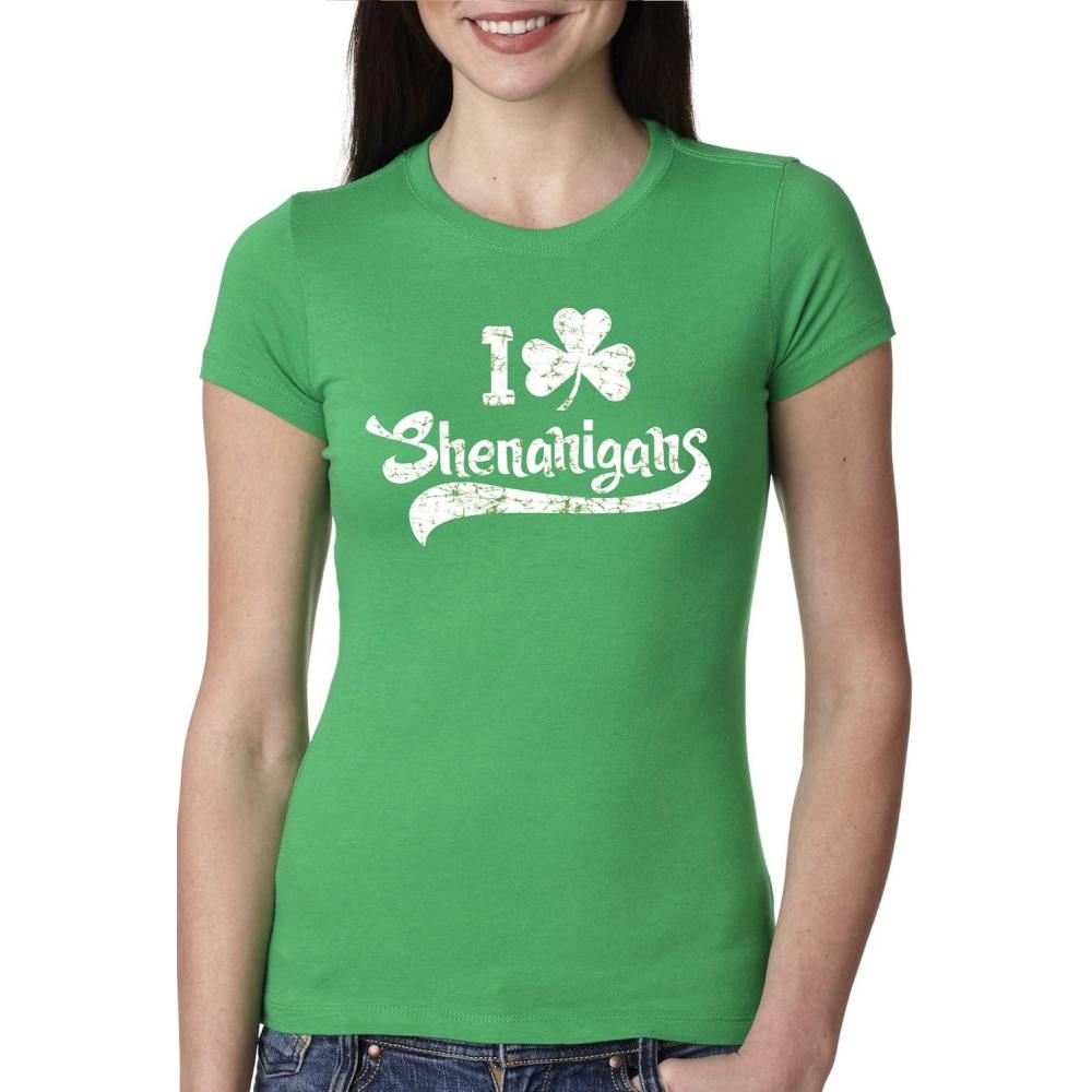 imageWomens I Clover Shenanigans T Shirt Funny Irish Clover St Saint Patricks Day TeeGreen