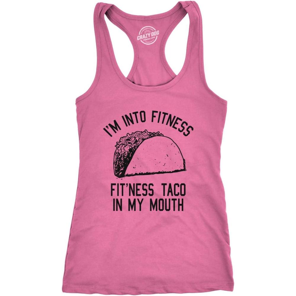 imageWomens Tank Fitness Taco in My Mouth Tanktop Funny ShirtPink