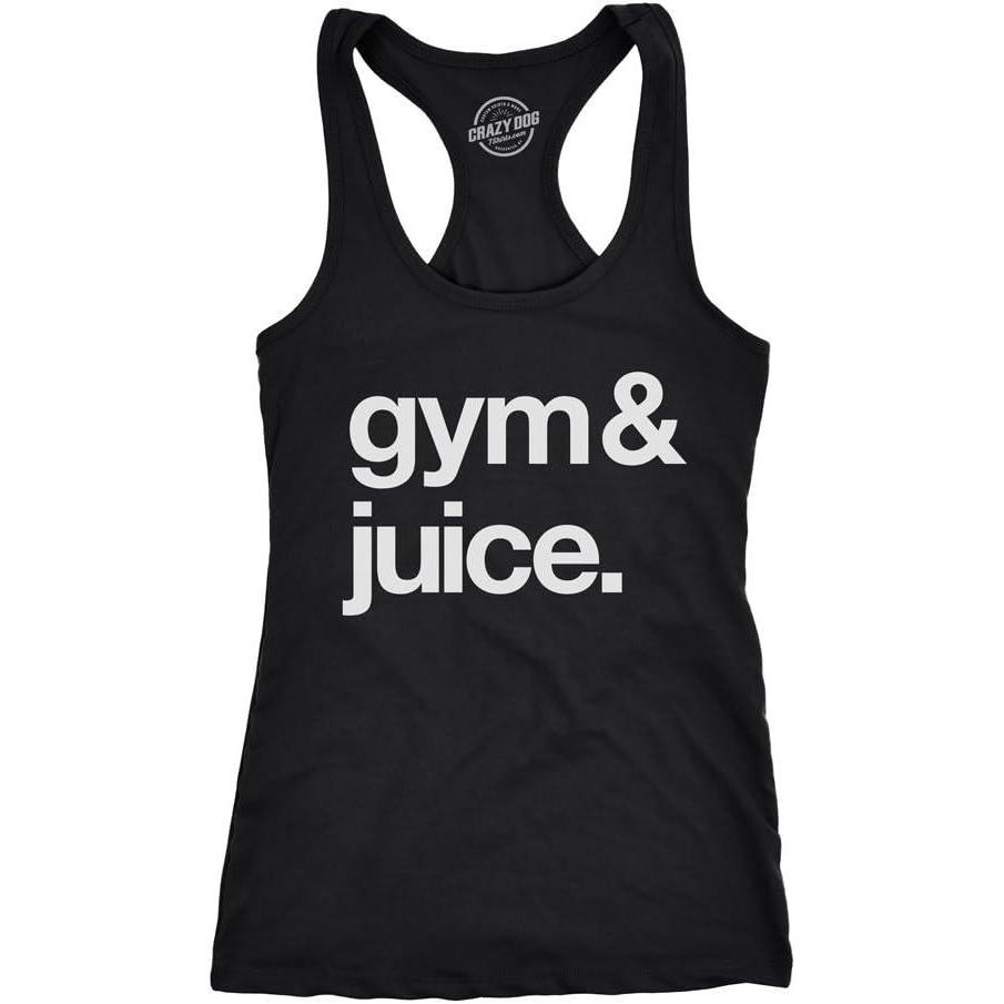 imageWomens Tank Gym and Juice Tanktop Funny Sarcastic Fitness Workout Alcohol Rap Lyric ShirtBlack