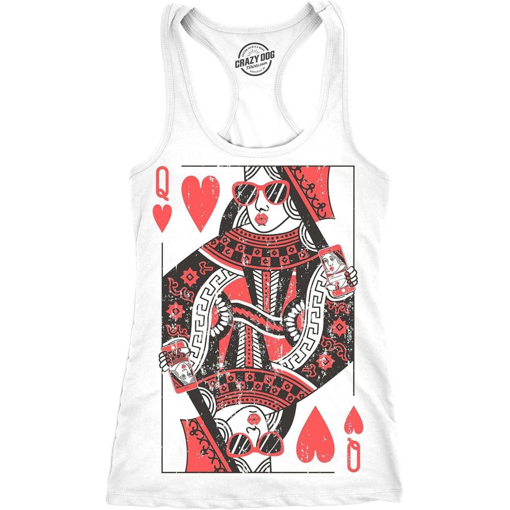 imageWomens Tank Queen of Hearts Tanktop Funny Vintage Graphic Cute T Shirt LadiesWhite