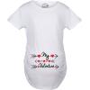 Maternity My Valentine Hearts and Arrows Valentines Day Pregnancy T Shirt (White) – M