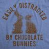 Mens Easily Distracted by Chocolate Bunnies T Shirt Funny Easter Sunday Novelty Graphic Tee for Guys(Light Heather Blue)