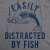 Mens Easily Distracted by Fish T Shirt Funny Fishermen Graphic Novelty Tee for Guys(Dark Heather Grey)