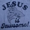 Mens Funny Jesus T Shirts Religious Tees with Funny Sayings Easter Tees for Guys(Light Heather Blue – Jesus is Jawsome)