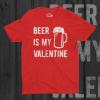Mens Funny Valentines Day T Shirts Sarcastic Valentines Day T Shirts for Men(Heather Red – Beer Valentine)