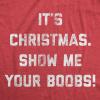 Mens It’s Christmas Show Me Your Boobs T Shirt Funny Xmas Holiday Tits Graphic Tee(Heather Red)