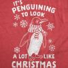 Mens It’s Penguining to Look A Lot Like Christmas T Shirt Funny Holiday Penguin Xmas Tee(Heather Red – Penguining)
