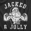 Mens Jacked and Jolly T Shirt Funny Xmas Buff Ripped Santa Claus Exercise Tee for Guys(Heather Black – Jacked)